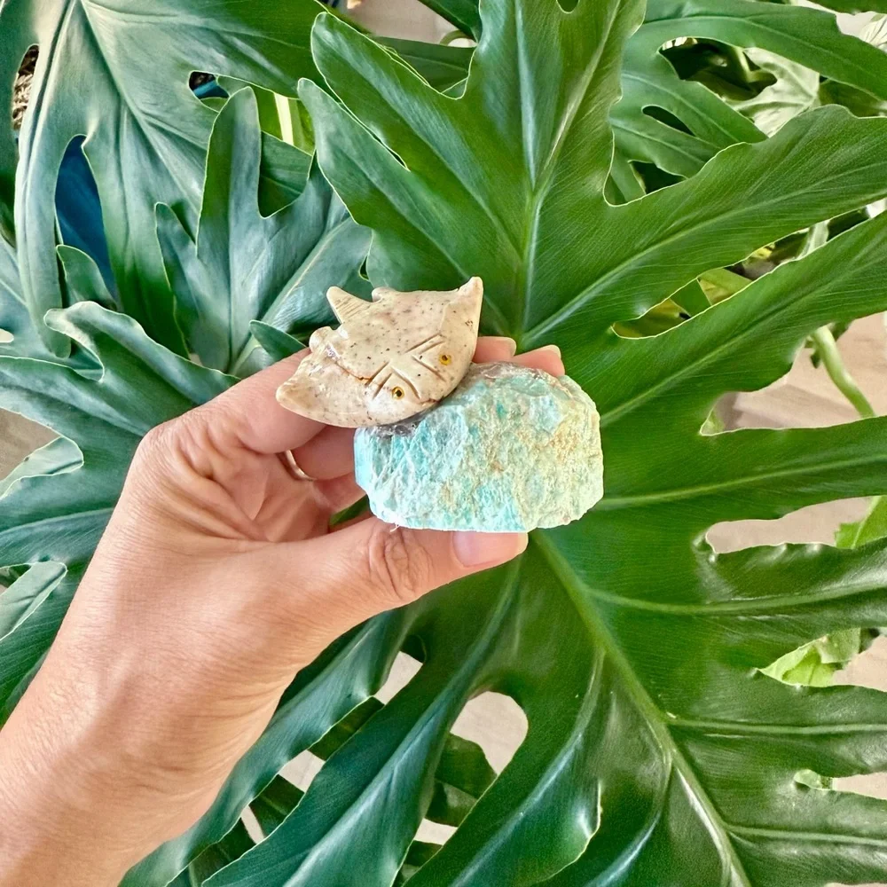 Stingray figurine ~ soapstone & Amazonite ~ Paper weight